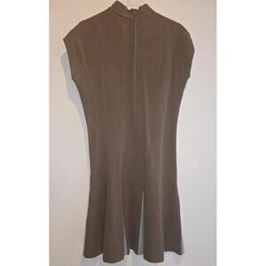 VTG 70s 100% Wool Brown and Light Blue Knit Dress with Flared Hem